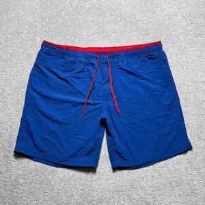 Duluth Trading Co Grab Shorts Mens 2XL Blue Red‎ Swim Trunks Board Mesh Lined